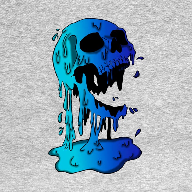 Blue Melting Skull by The_Moose_Art